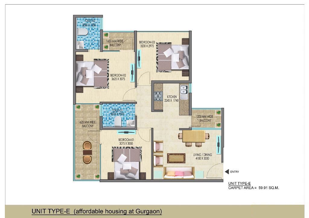 3BHK Type E