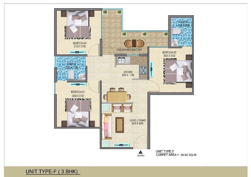 3BHK Type F